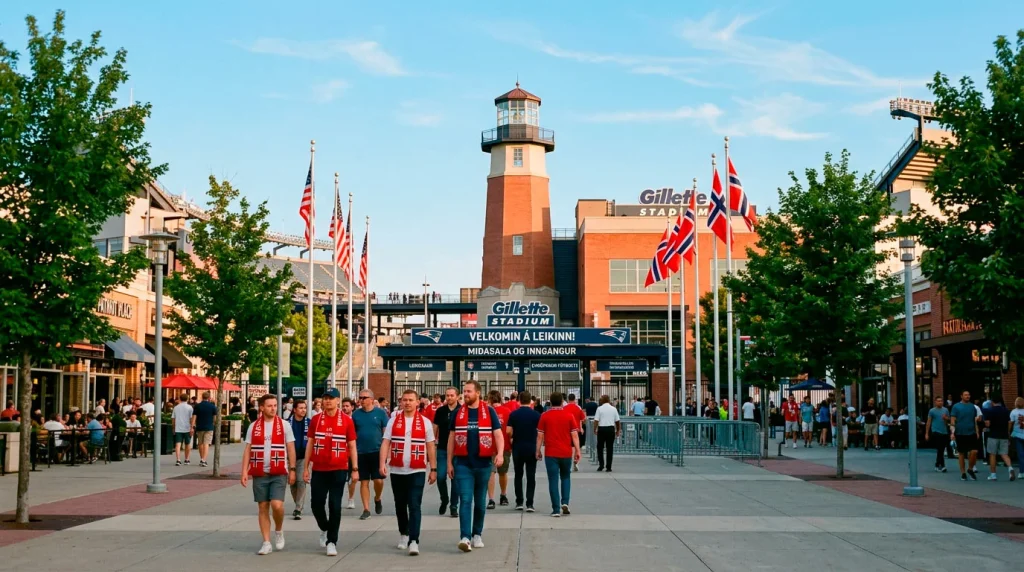 Gillette Stadium í Foxborough nálægt Boston — völlur þar sem Noregur spilar tvo riðlaleiki á HM 2026