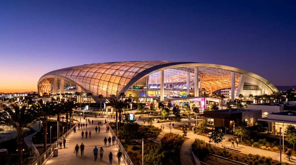SoFi Stadium í Inglewood, Los Angeles — einn af glæsilegustum leikjavöllum Heimsmeistarakeppninnar 2026